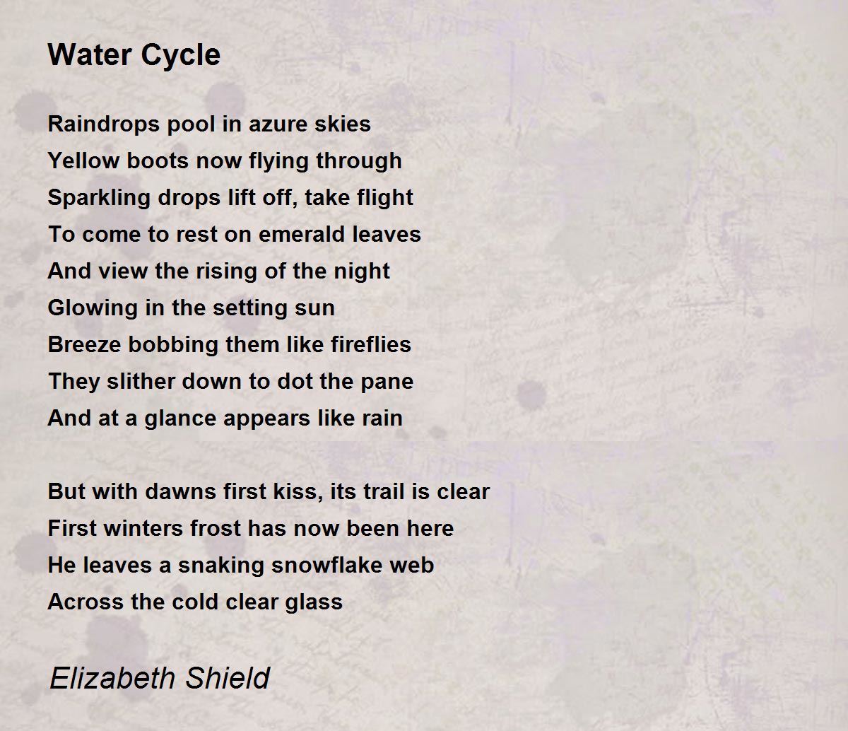 Water Cycle Water Cycle Poem by Elizabeth Shield