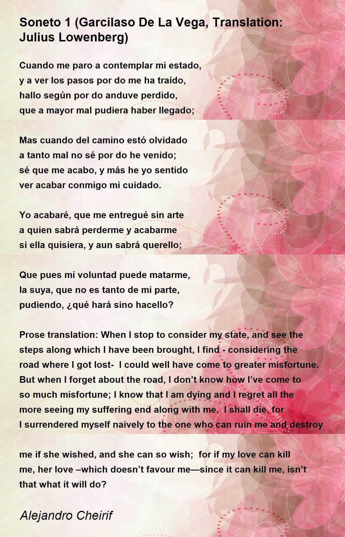 Soneto 1 (Garcilaso De La Vega, Translation: Julius Lowenberg) Poem by
