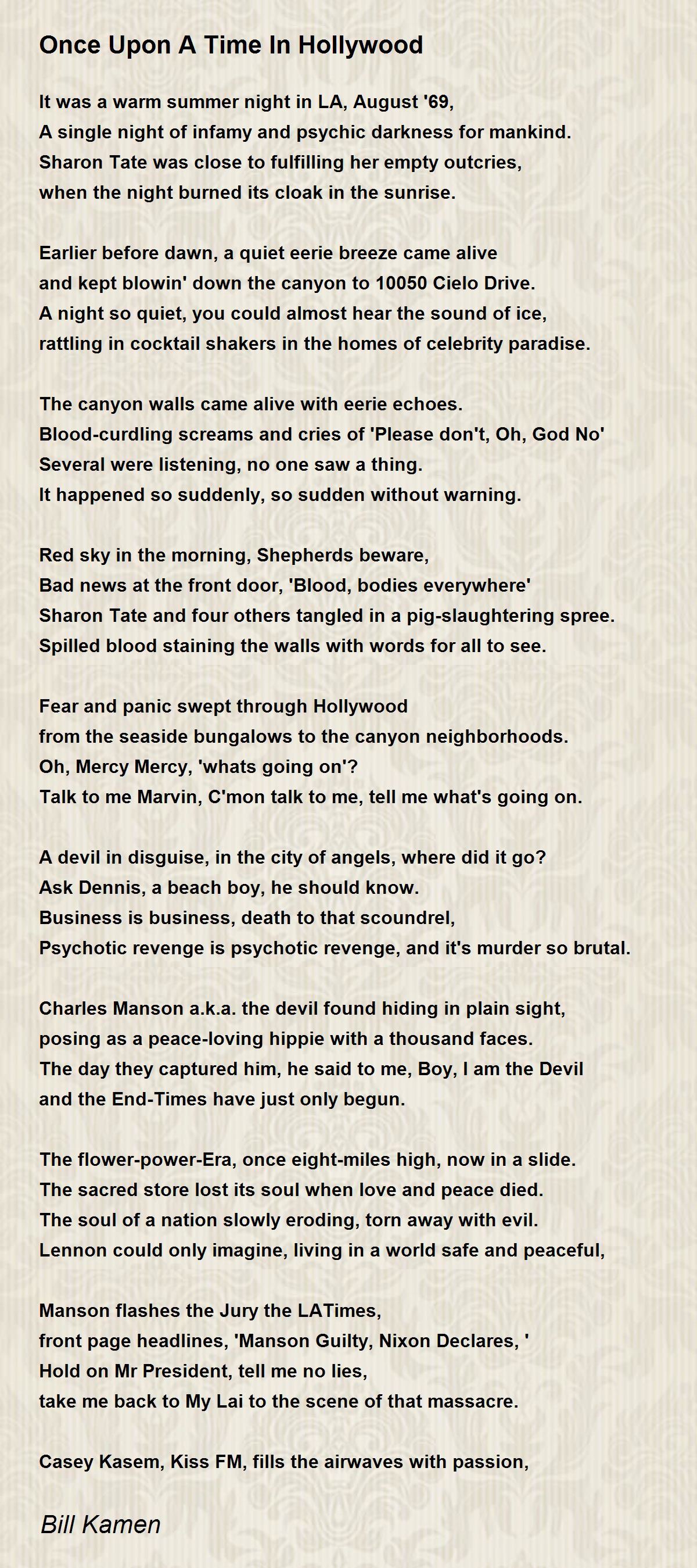 Once Upon A Time In Hollywood by Bill Kamen Once Upon A Time In