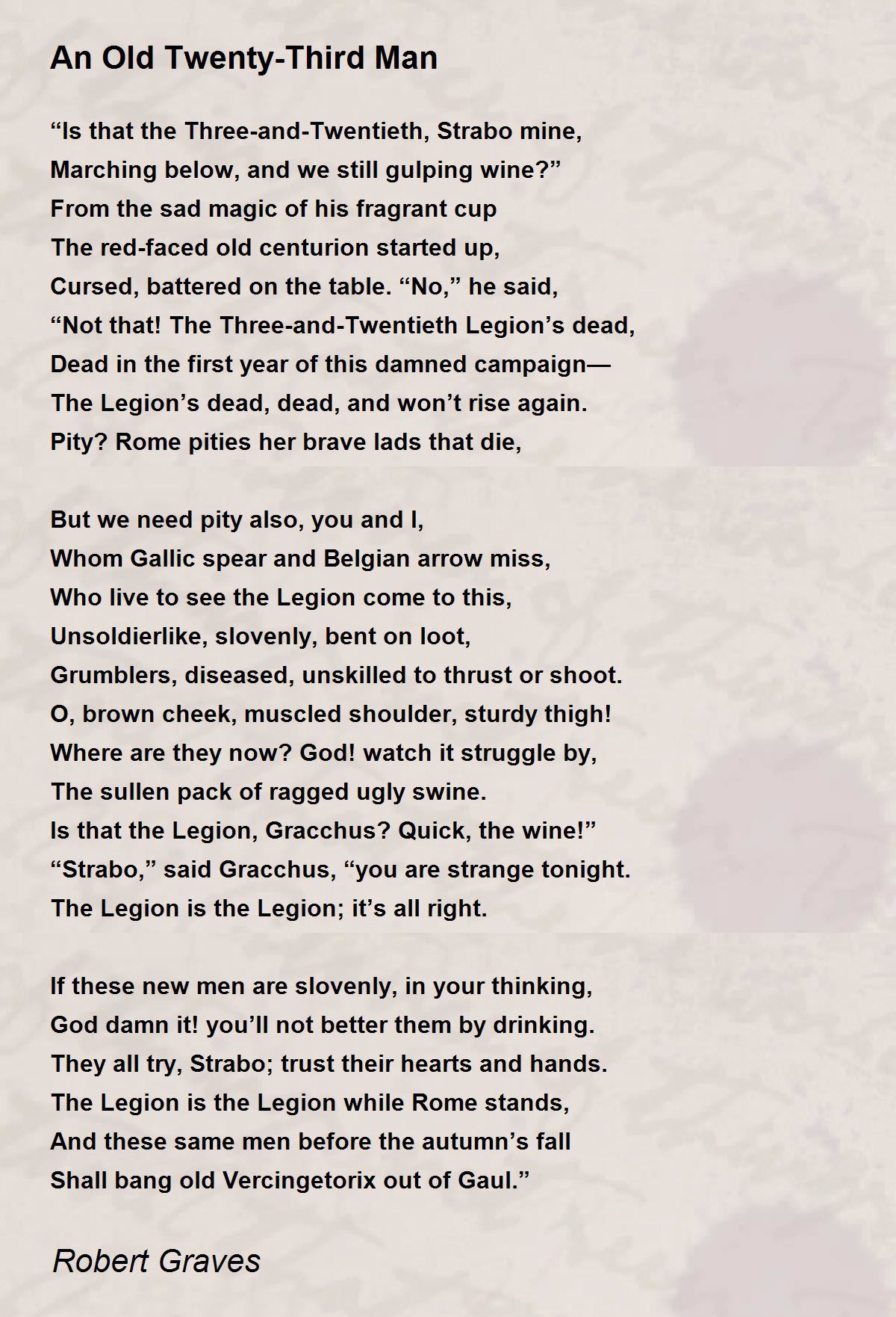 An Old Twenty-Third Man Poem by Robert Graves - Poem Hunter