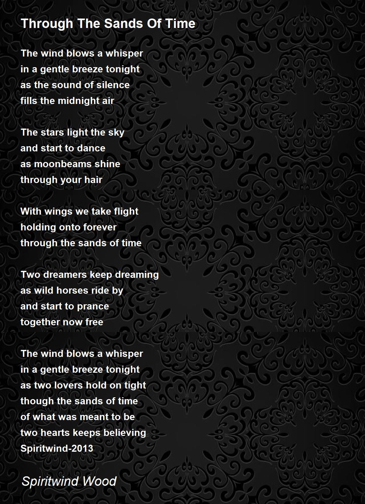 Through The Sands Of Time Poem by Spiritwind Wood Poem Hunter