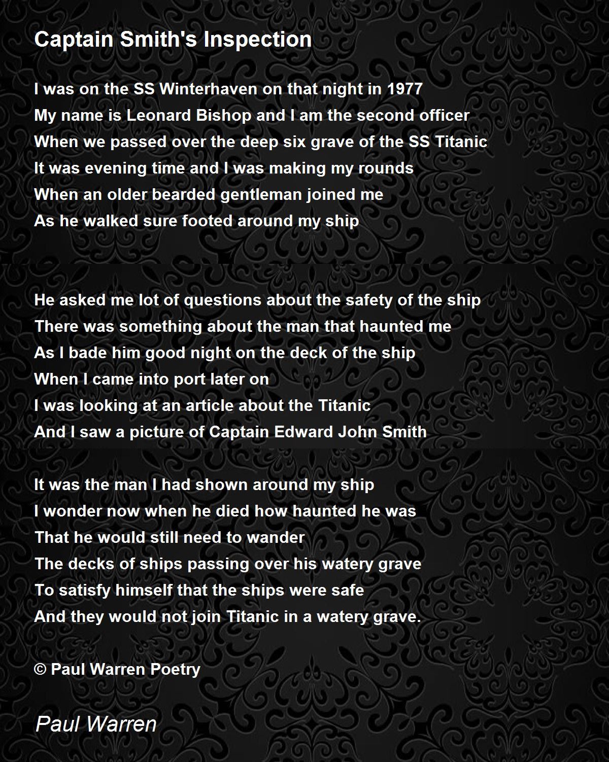 Captain Smith's Inspection Captain Smith's Inspection Poem by Paul Warren