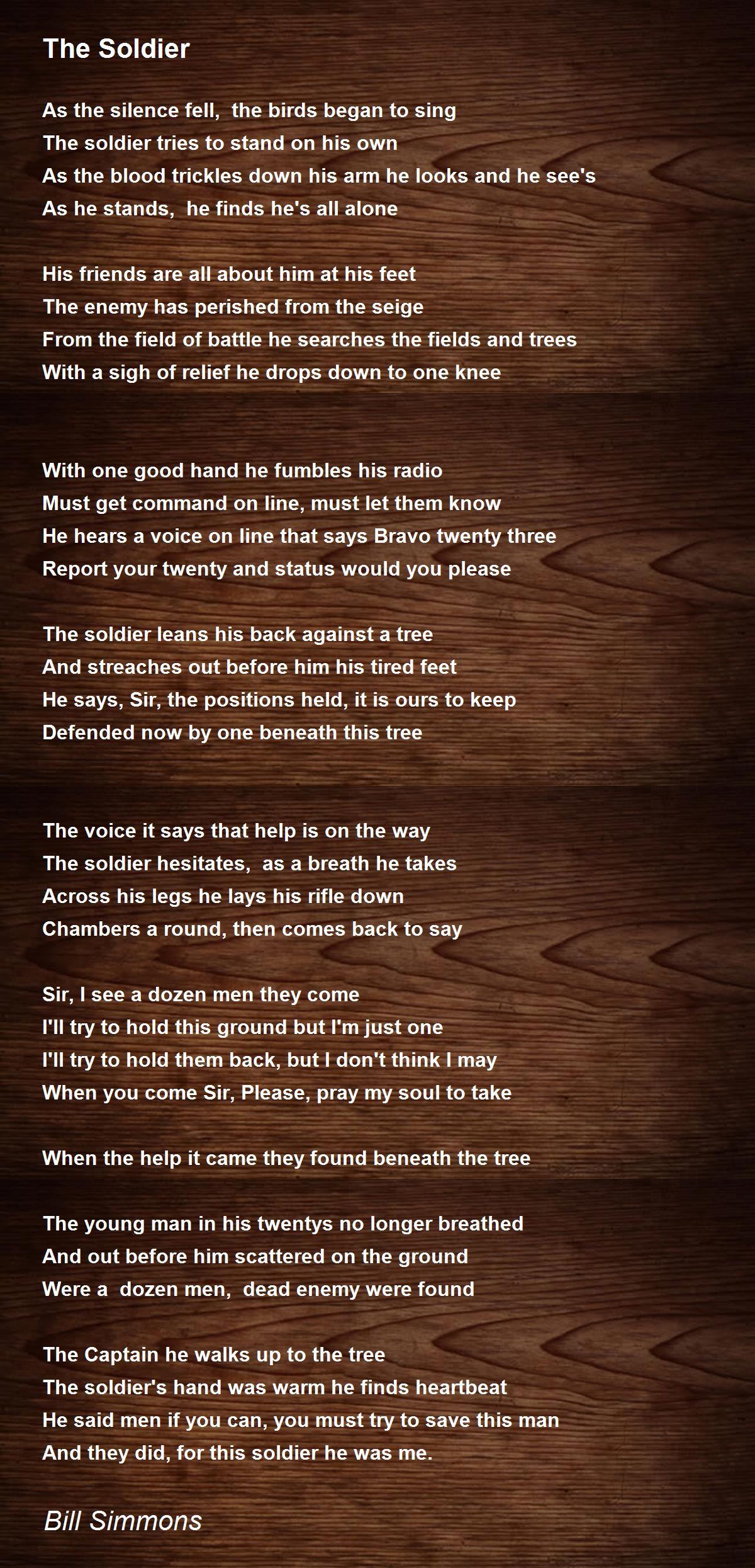 The Soldier Poem by Bill Simmons Poem Hunter