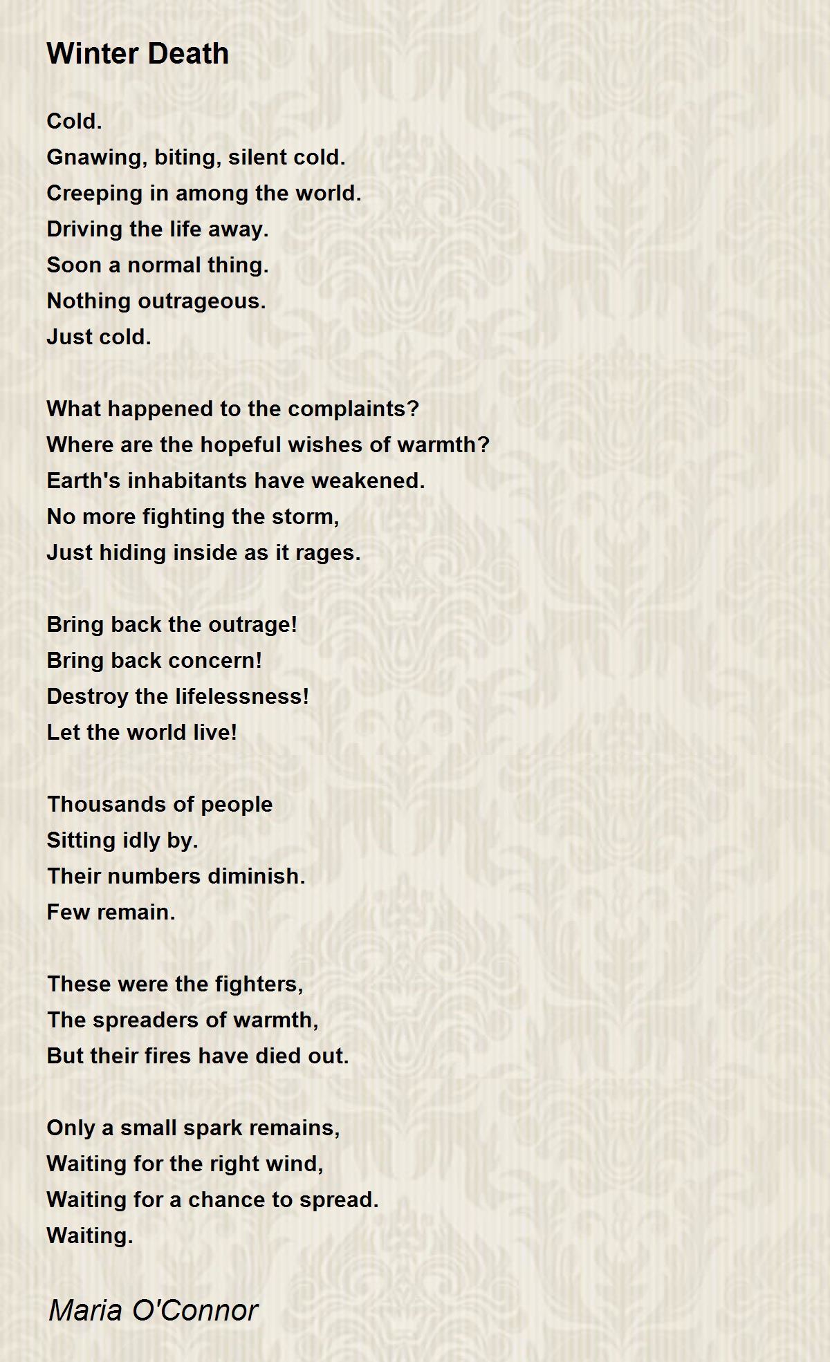 Winter Death Winter Death Poem by Maria O'Connor