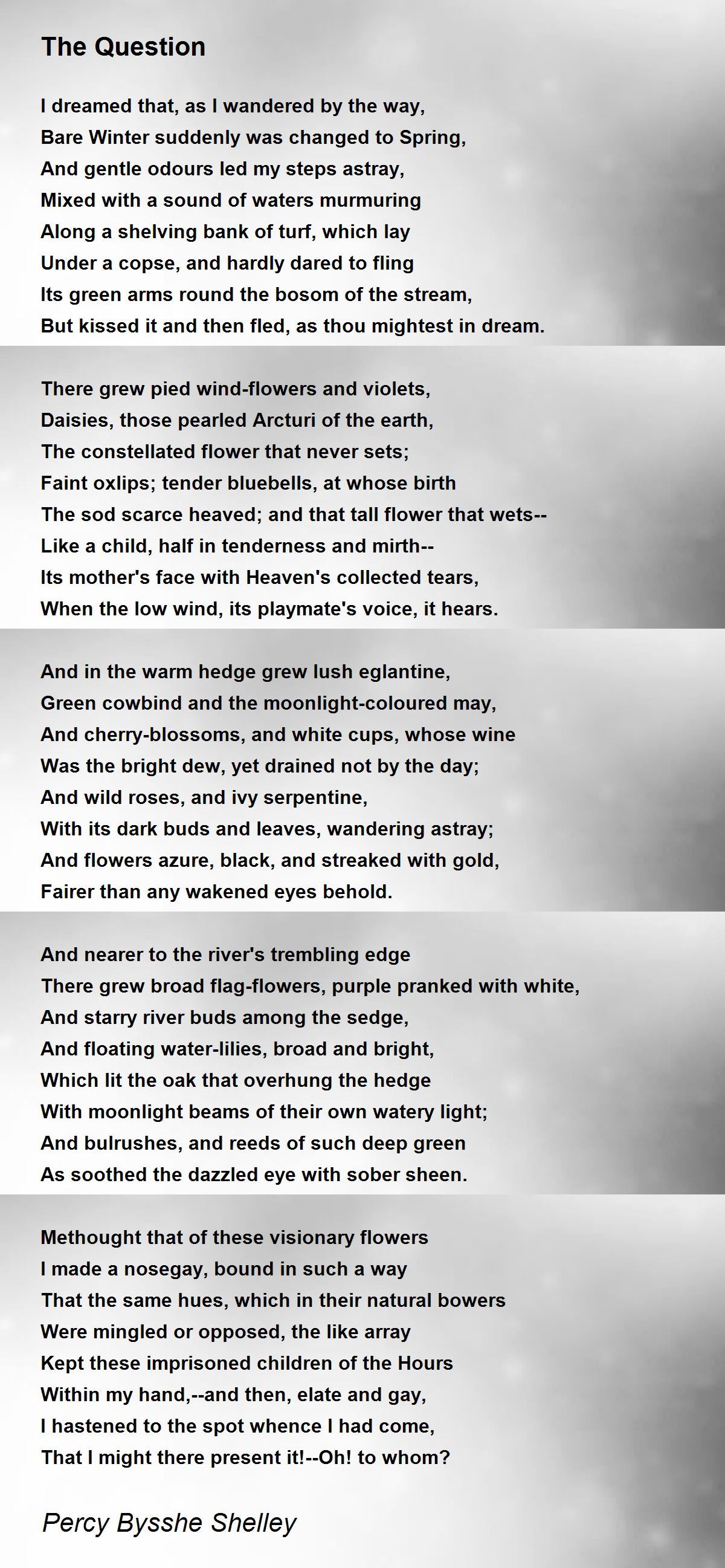 The Question Poem by Percy Bysshe Shelley - Poem Hunter