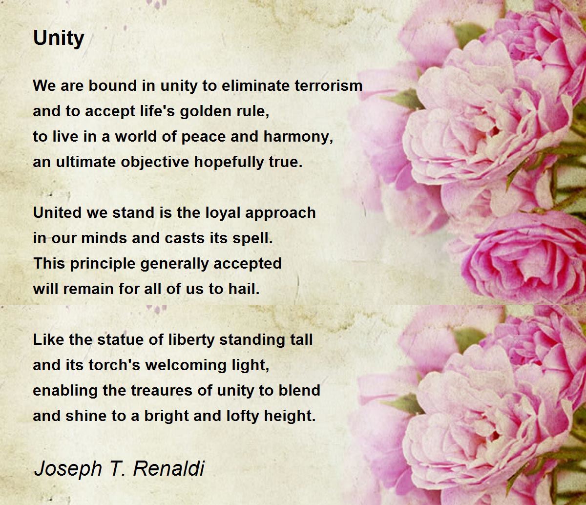 Unity Poem by Joseph T. Renaldi Poem Hunter