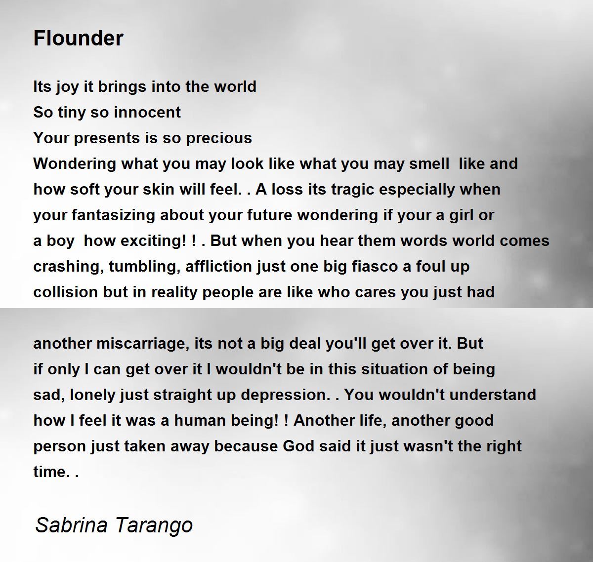 Flounder Flounder Poem by Sabrina Tarango