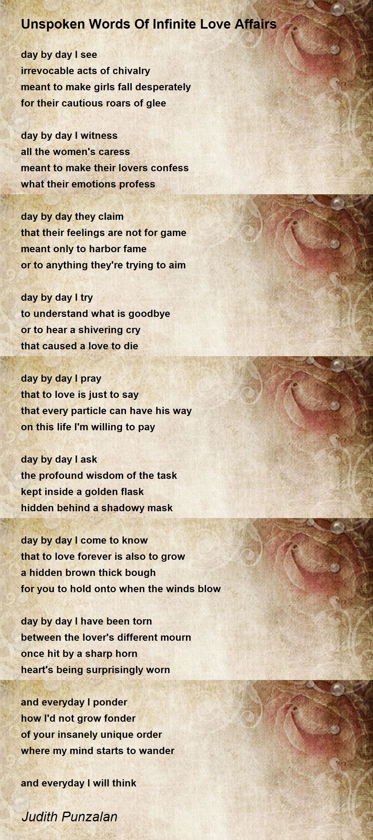 Unspoken Words Of Infinite Love Affairs Unspoken Words Of Infinite