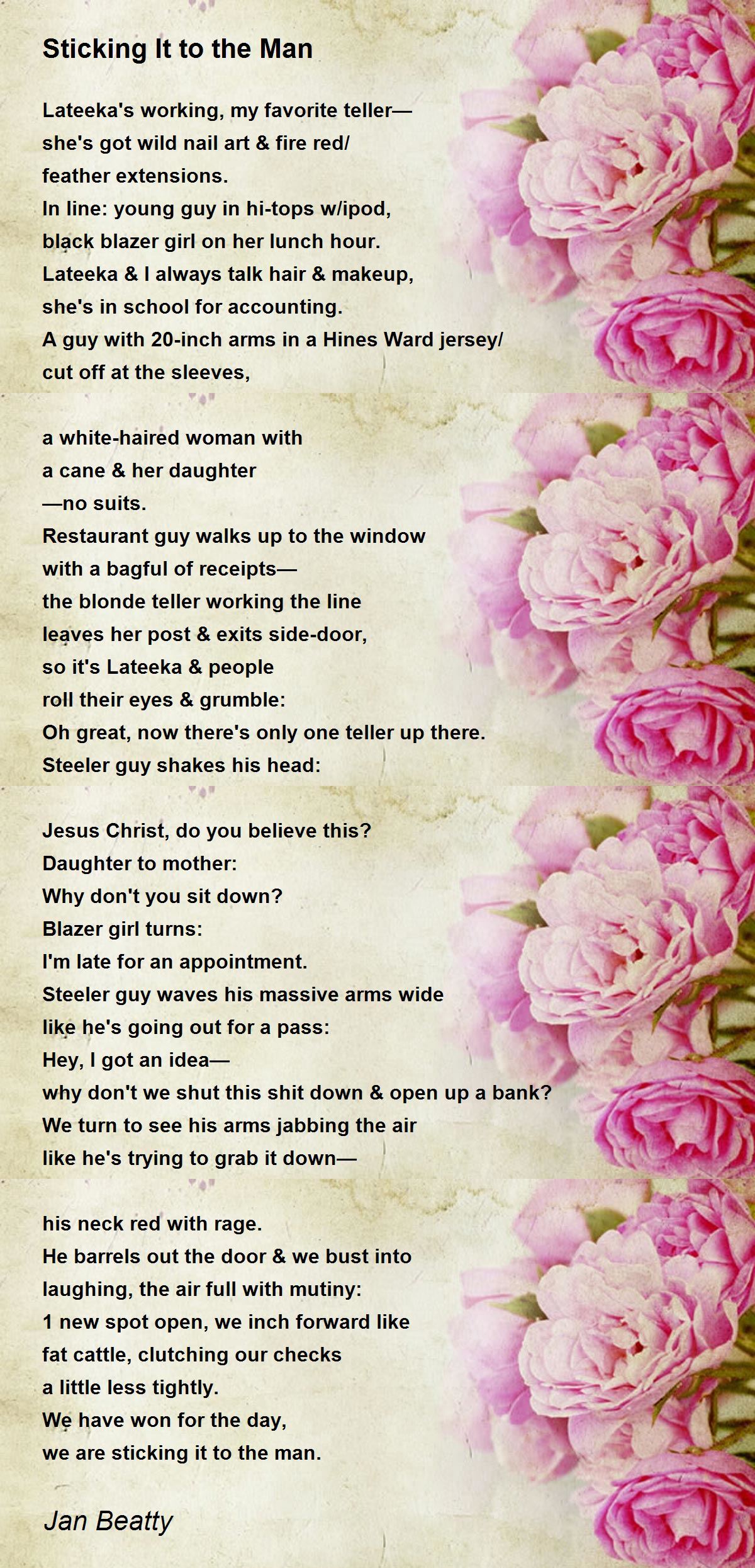 Sticking It To The Man By Jan Beatty Sticking It To The Man Poem