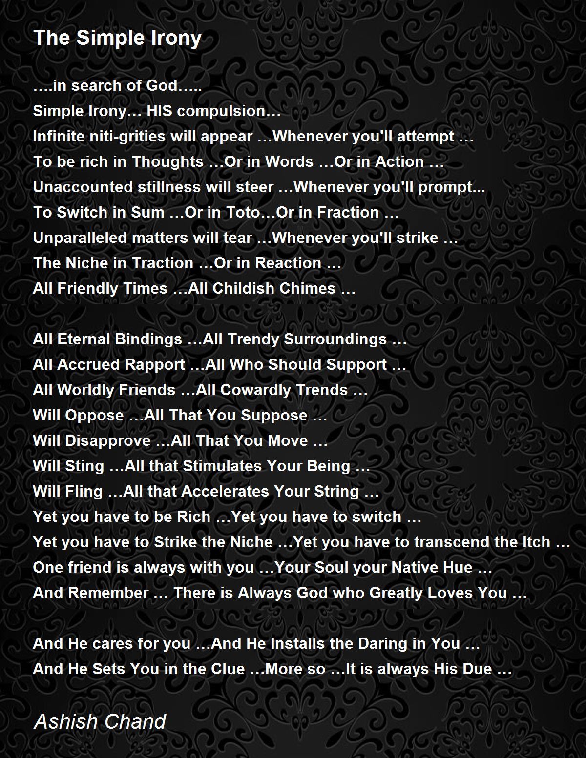 The Simple Irony by Ashish Chand The Simple Irony Poem