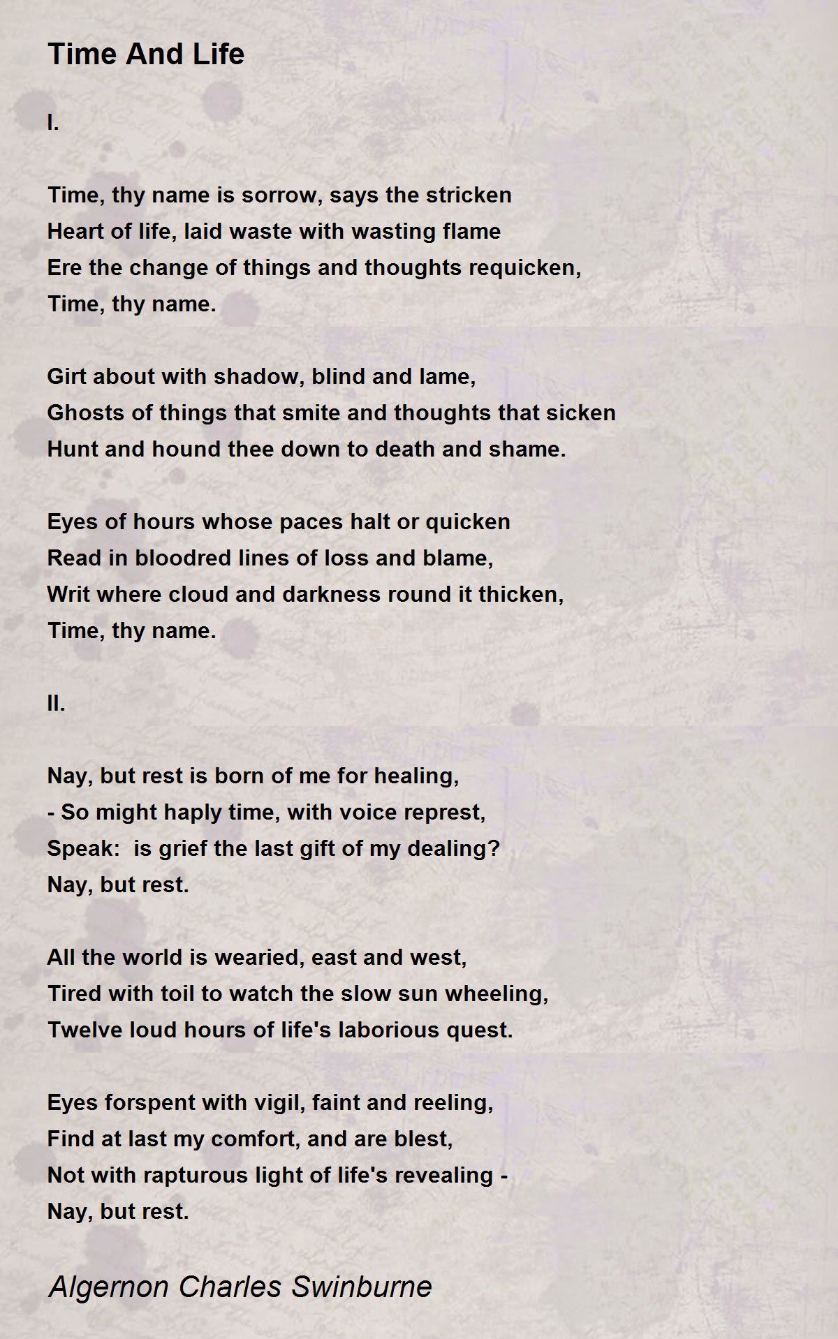 Time And Life - Time And Life Poem by Algernon Charles Swinburne