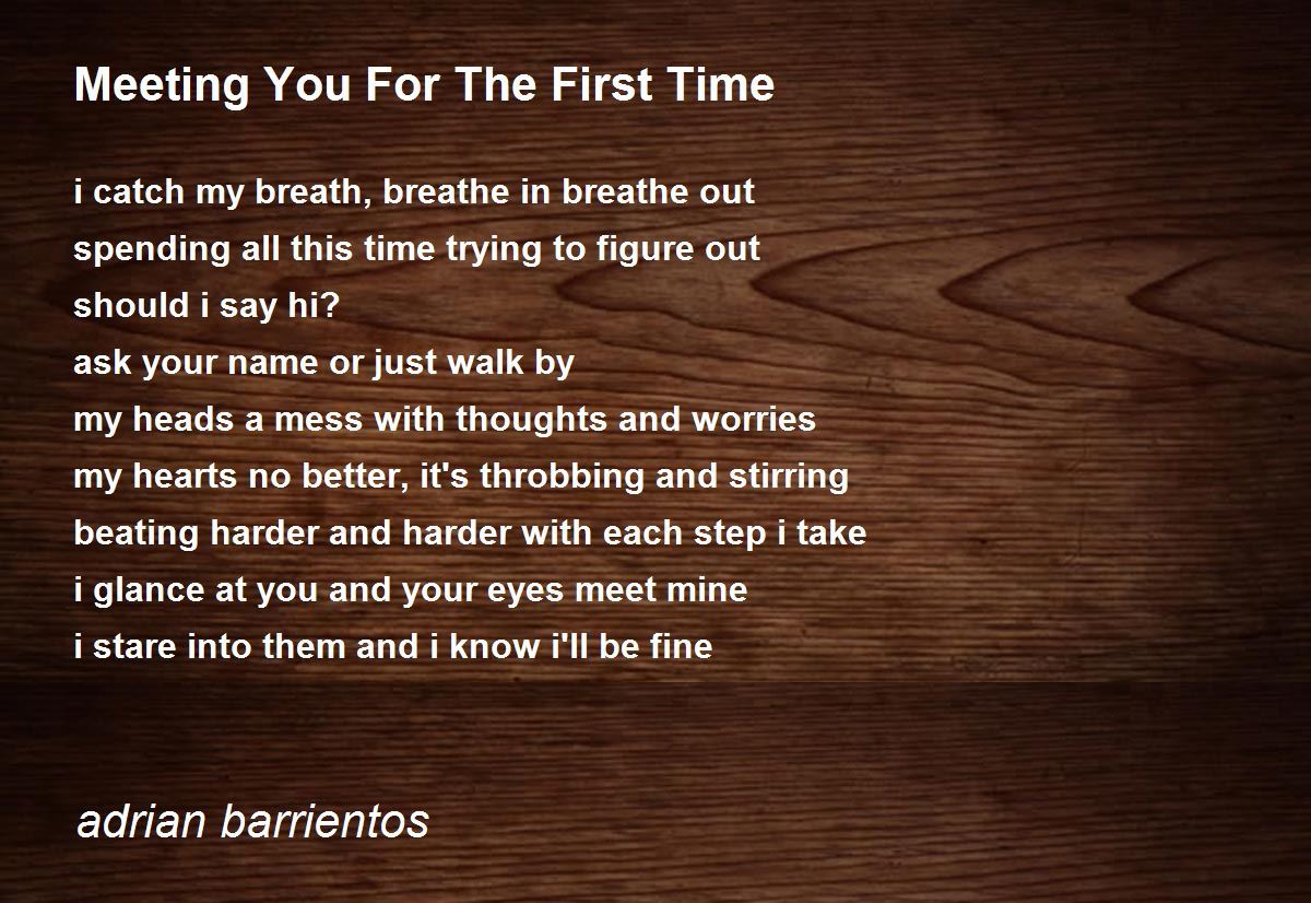 Meeting You For The First Time Meeting You For The First Time Poem by