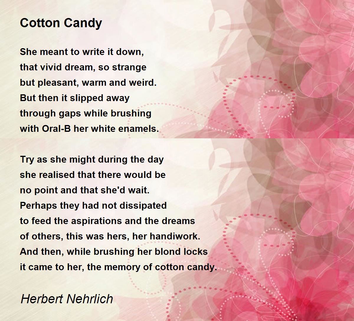 Cotton Candy Cotton Candy Poem by Herbert Nehrlich