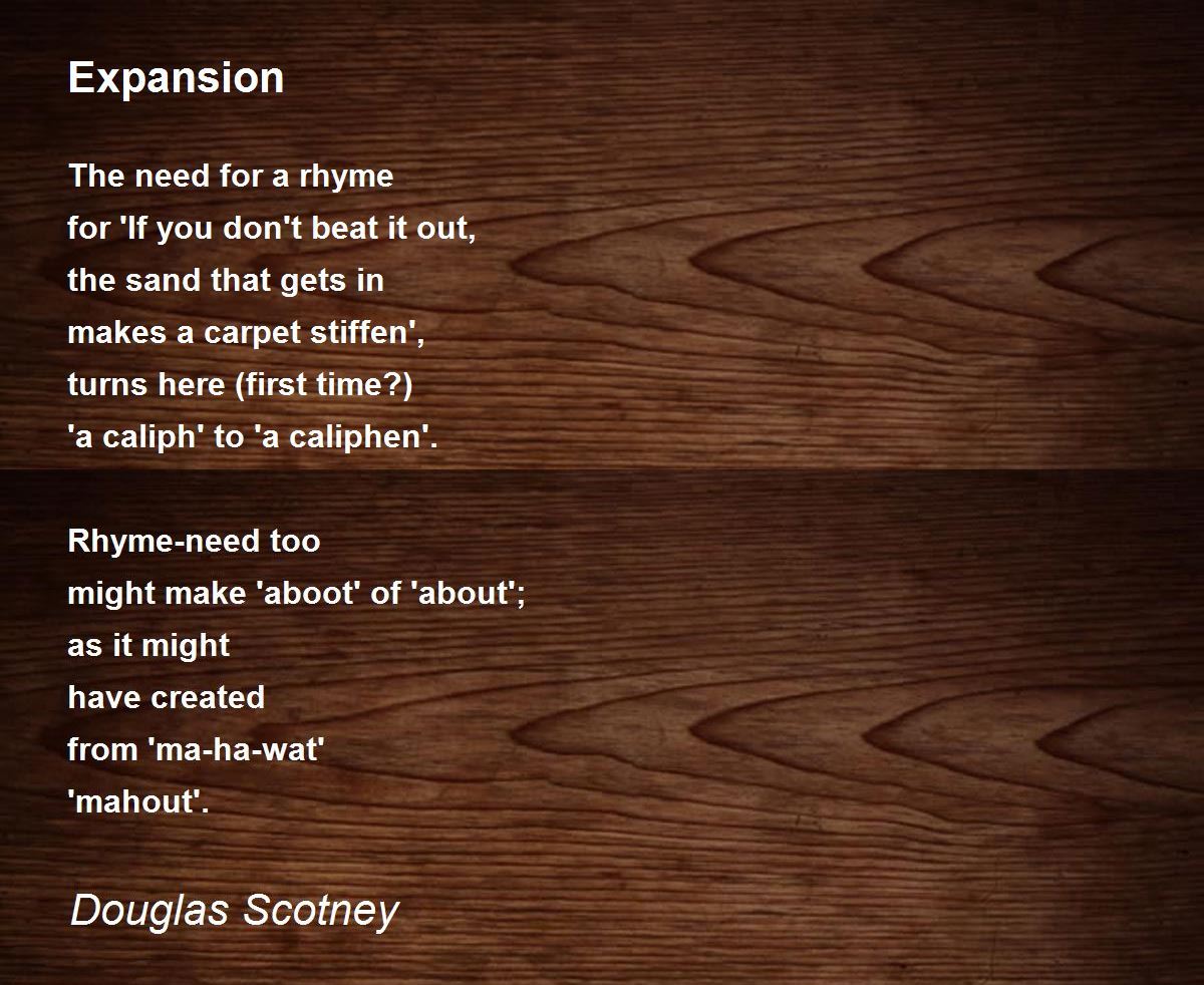 Expansion Expansion Poem by Douglas Scotney