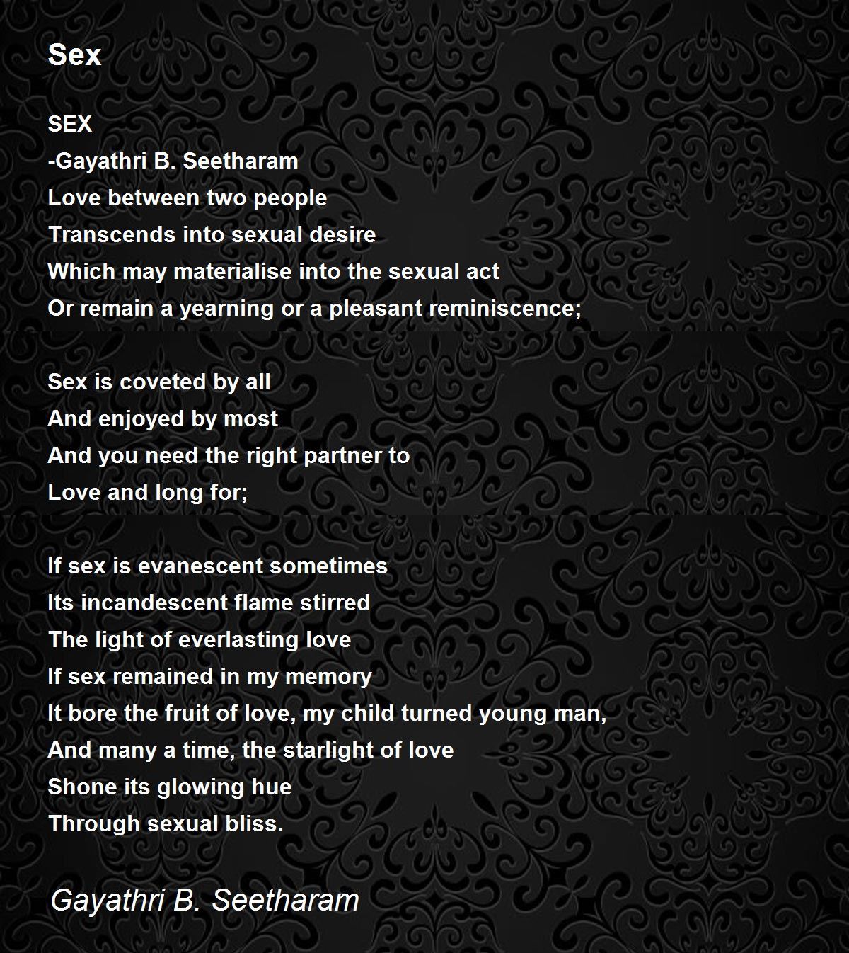 Sex Sex Poem By Gayathri Seetharam 