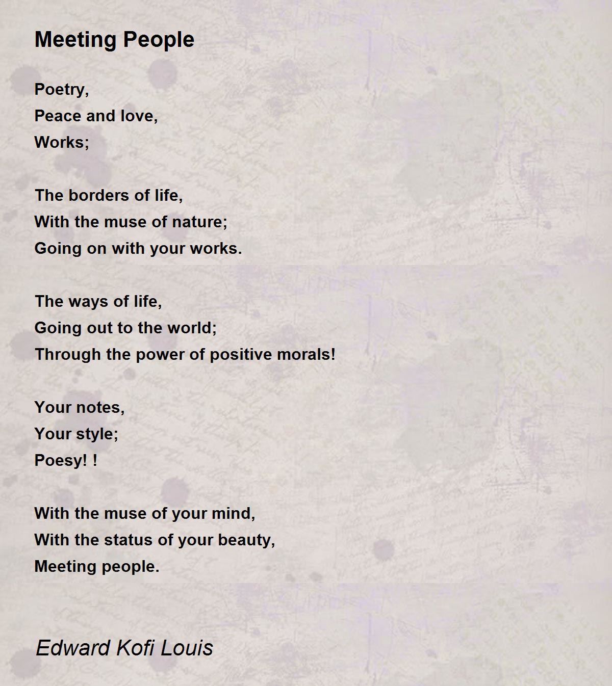 Meeting People Meeting People Poem by Edward Kofi Louis