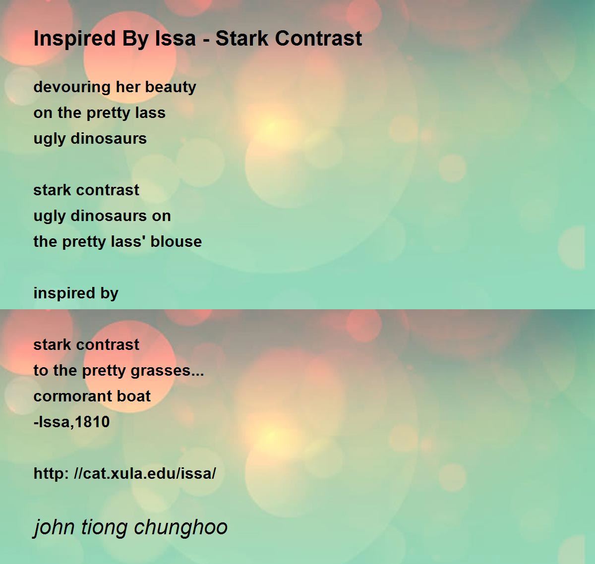 Inspired By Issa Stark Contrast by john tiong chunghoo Inspired By