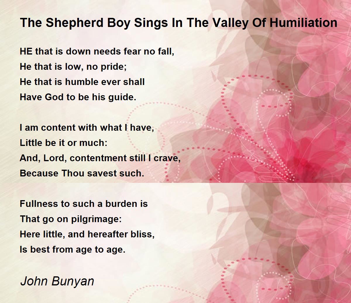 The Shepherd Boy Sings In The Valley Of Humiliation Poem 