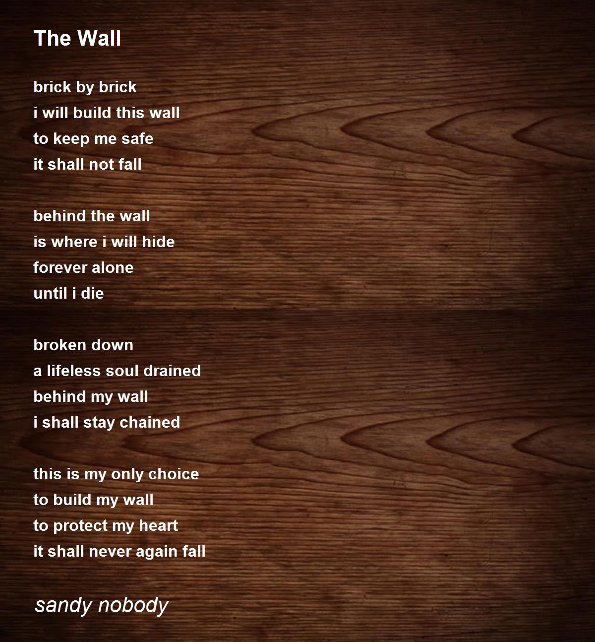 The Wall The Wall Poem by sandy nobody