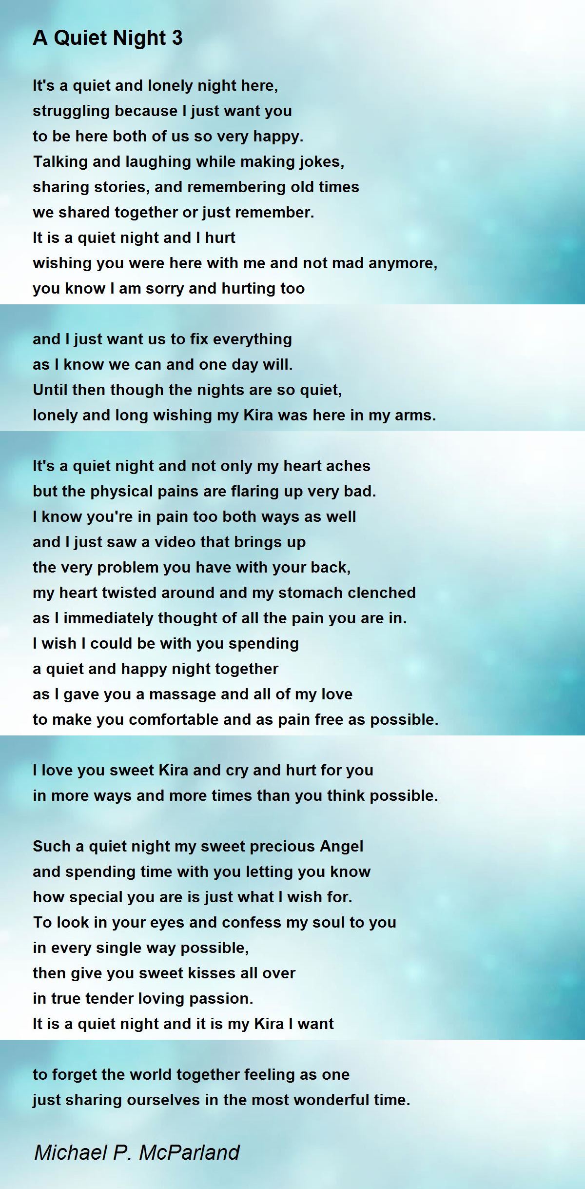 A Quiet Night 3 A Quiet Night 3 Poem by Michael P. McParland