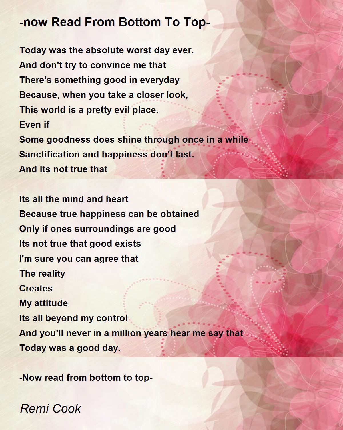 now Read From Bottom To Top now Read From Bottom To Top Poem by