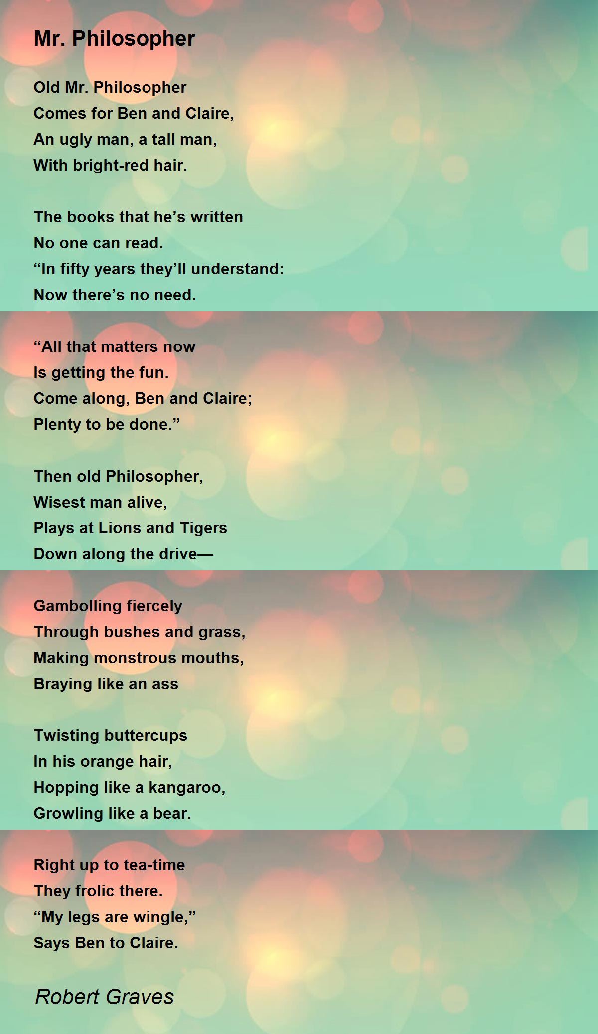 Mr. Philosopher Poem by Robert Graves - Poem Hunter