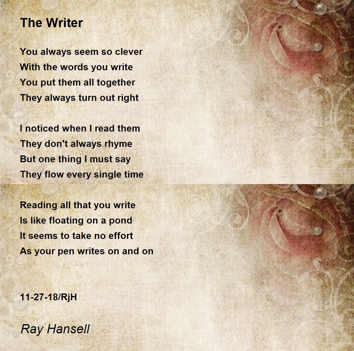 The Writer The Writer Poem by Ray Hansell