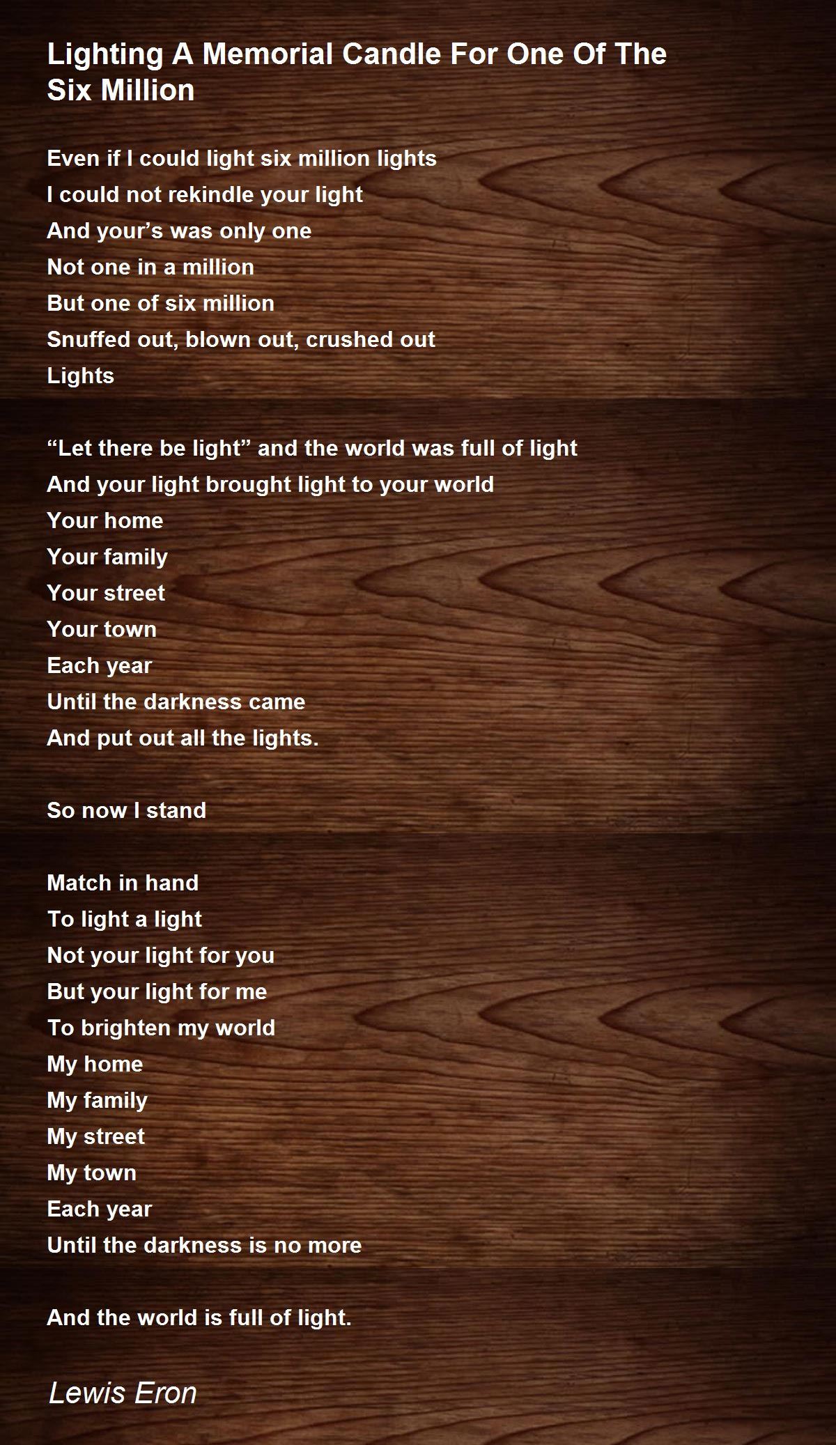 Lighting A Memorial Candle For One Of The Six Million Lighting A