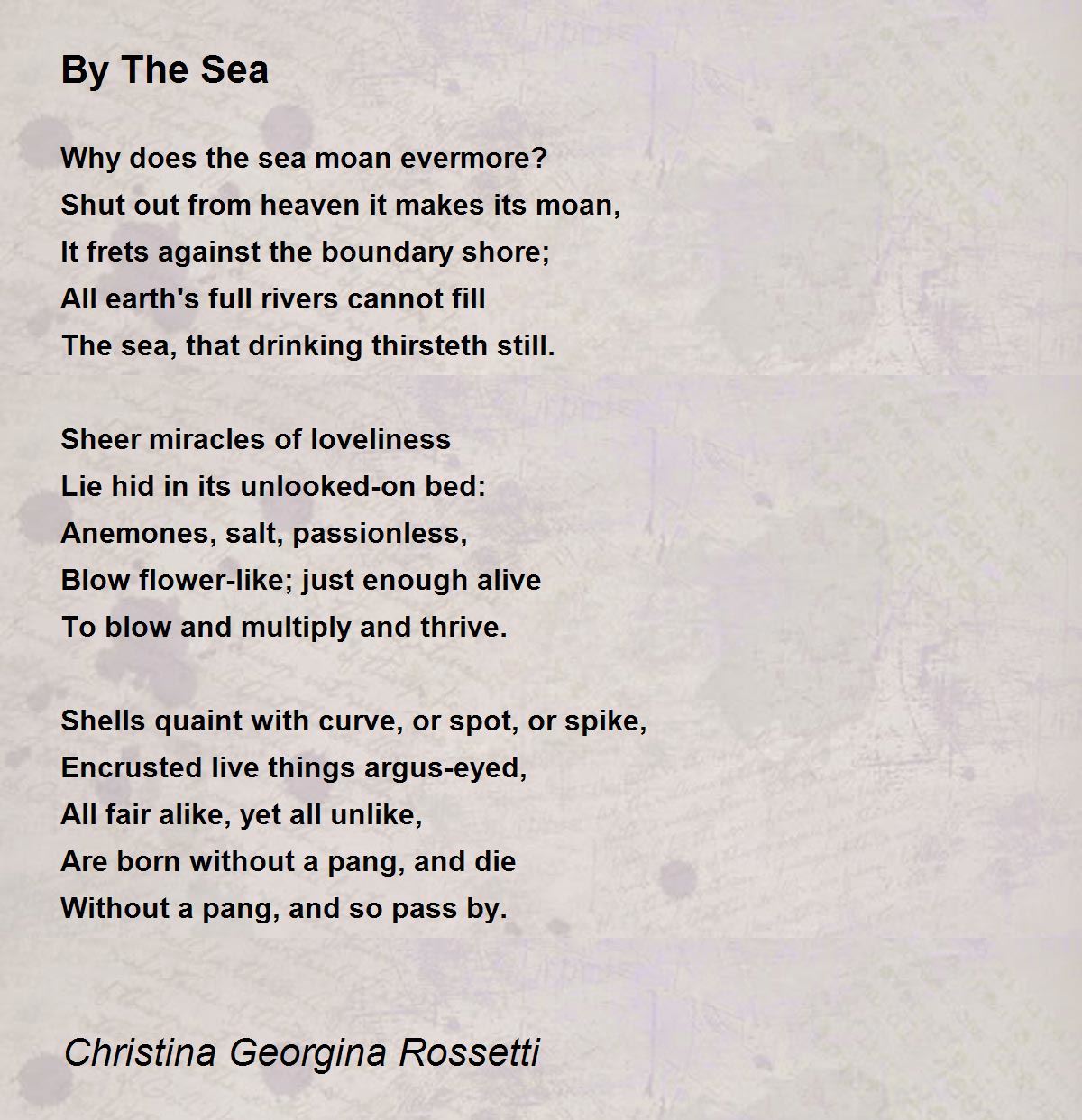 By The Sea Poem by Christina Rossetti Poem Hunter