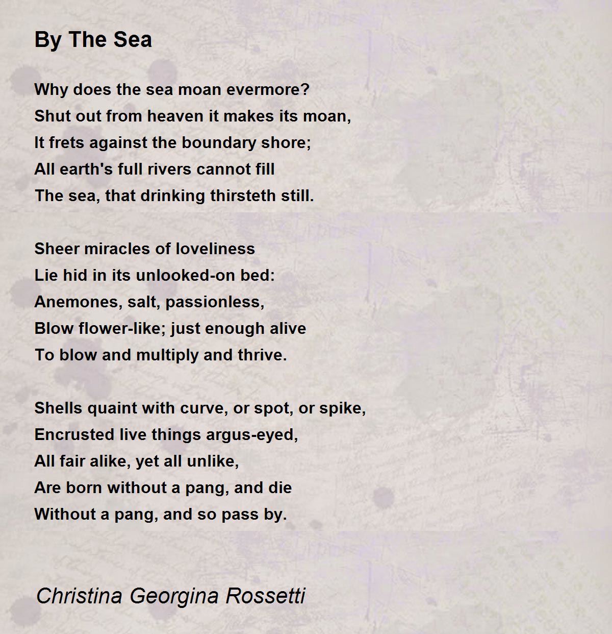 By The Sea Poem by Christina Georgina Rossetti - Poem Hunter