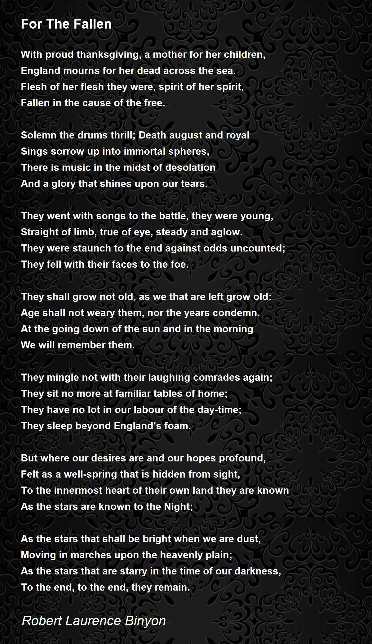 For The Fallen Poem by Robert