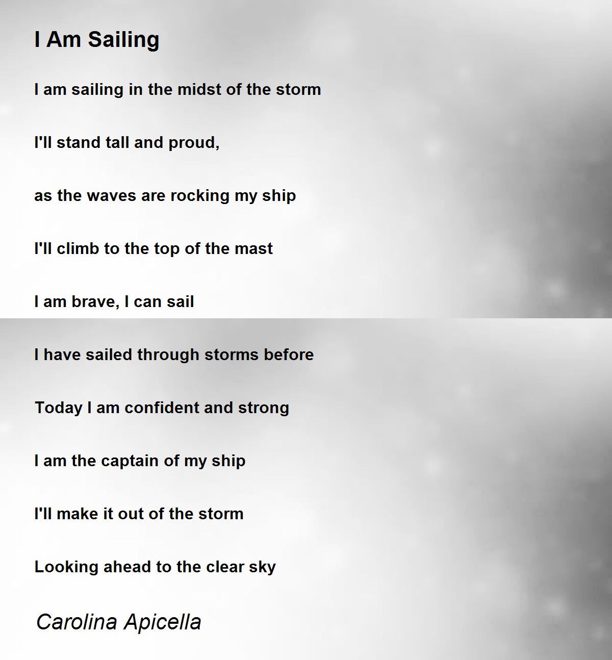 I Am Sailing by Carolina Apicella I Am Sailing Poem