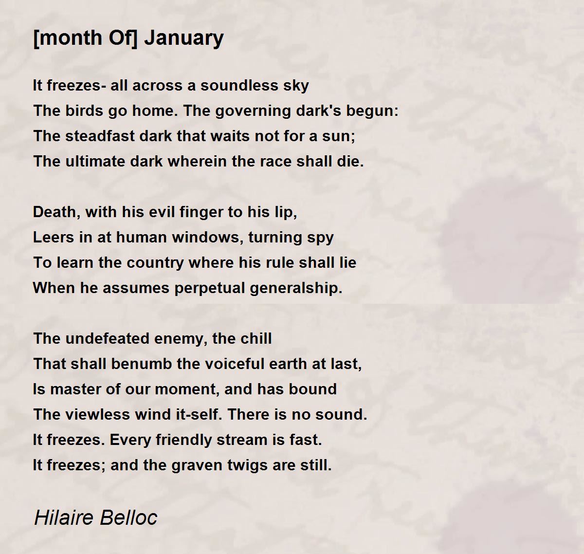 [month Of] January Poem by Hilaire Belloc - Poem Hunter
