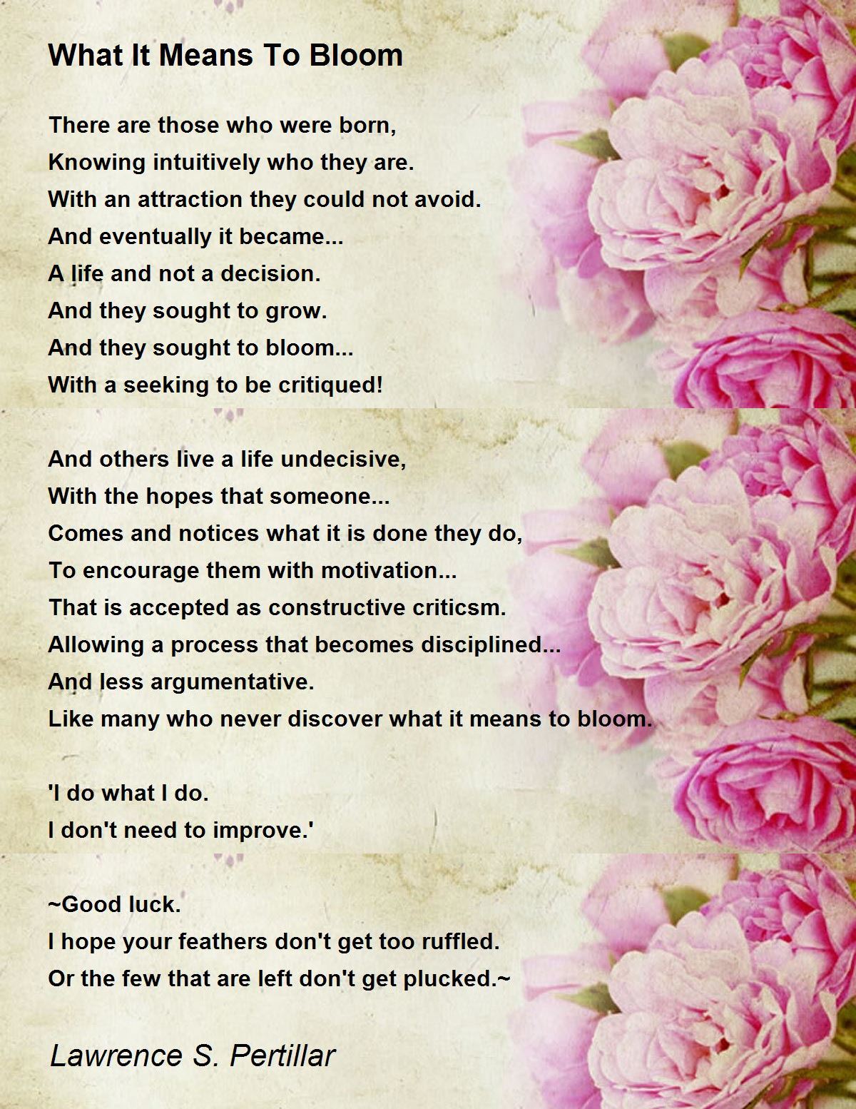 What It Means To Bloom by Lawrence S. Pertillar What It Means To