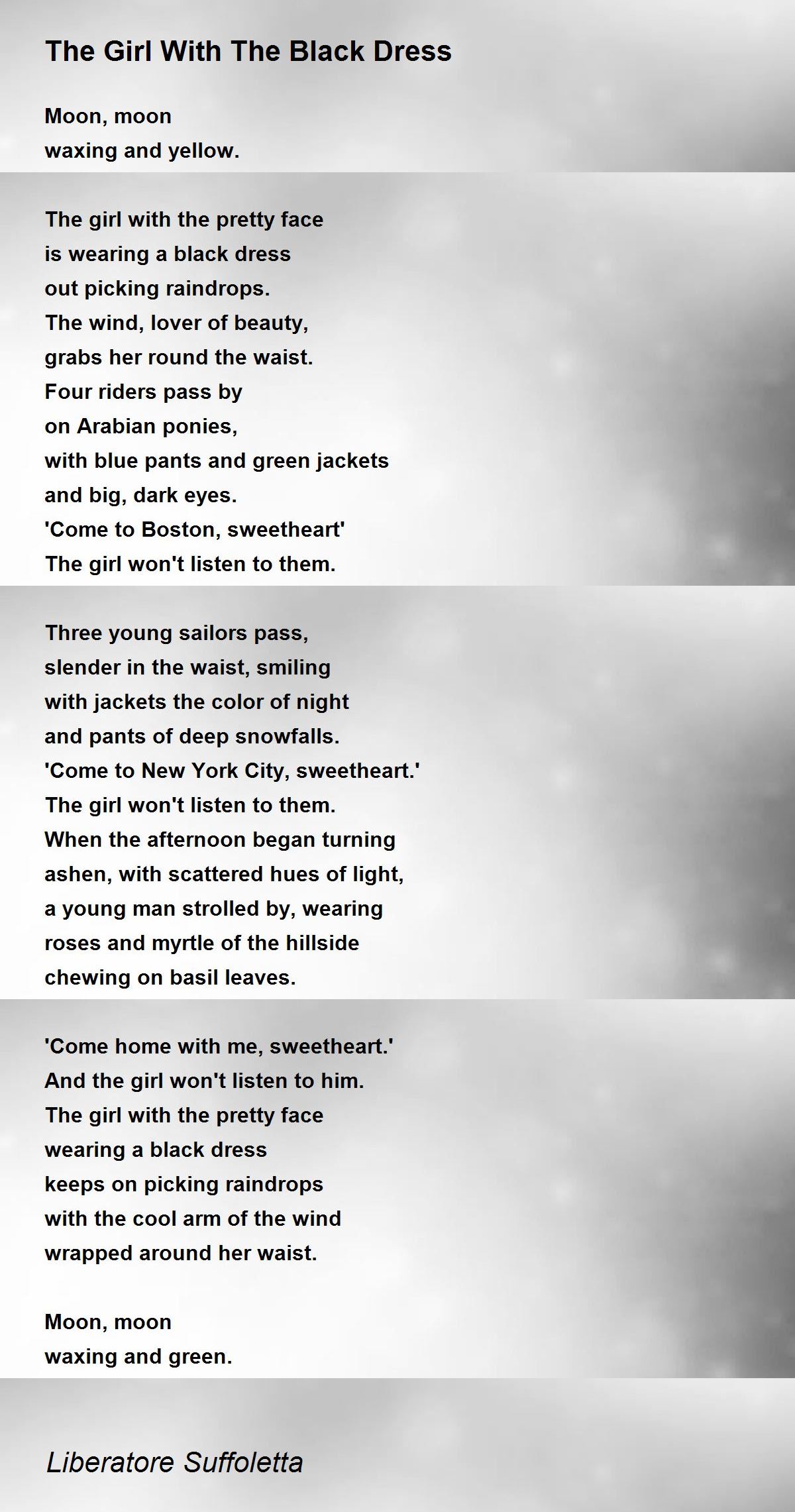 The Girl With The Black Dress - The Girl With The Black Dress Poem by Liberatore Suffoletta