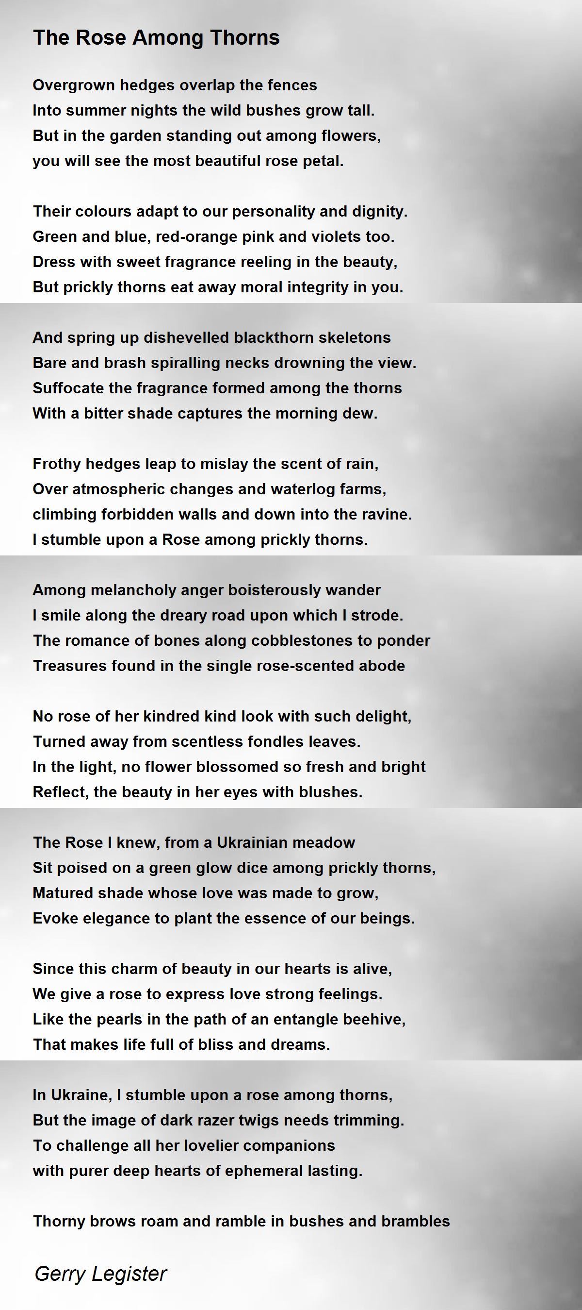 The Rose Among Thorns The Rose Among Thorns Poem by Gerry Legister