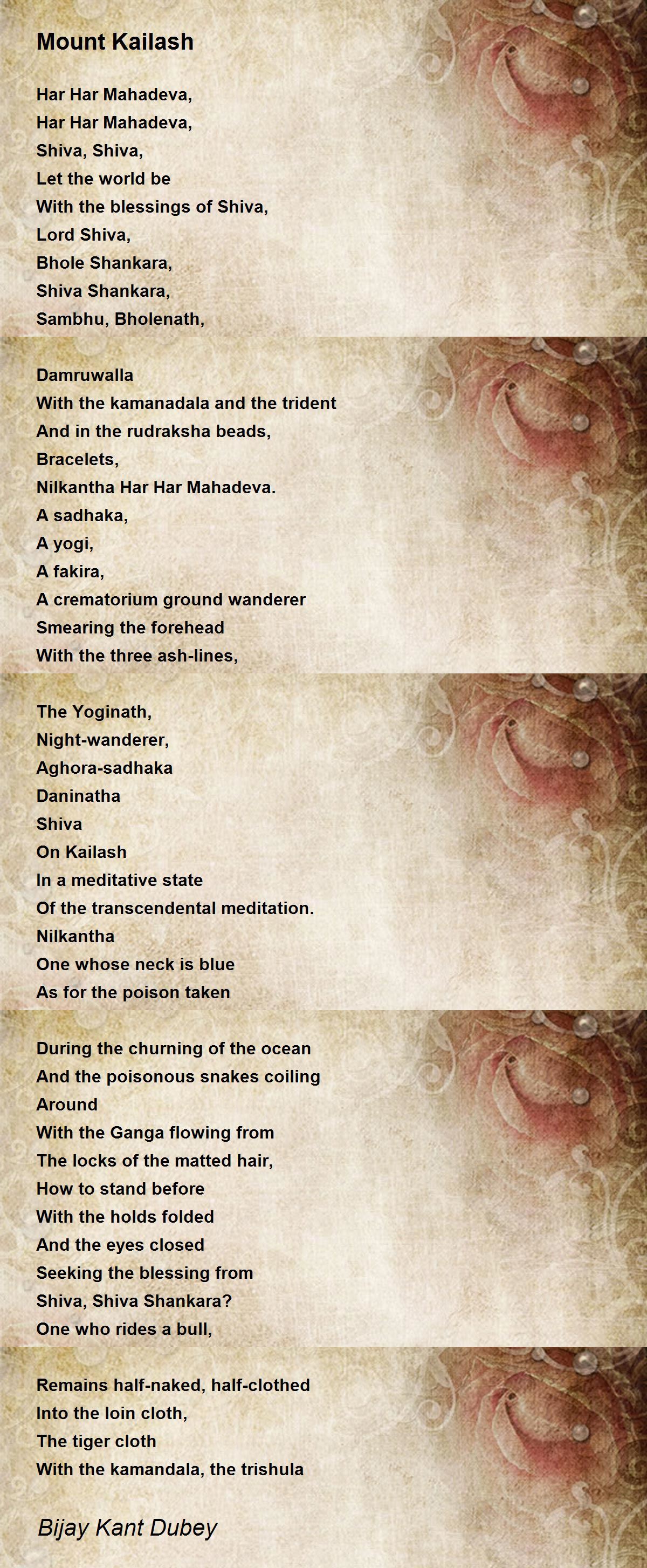 Mount Kailash Mount Kailash Poem By Bijay Kant Dubey Mount Kailash Mount Kailash Poem By Bijay Kant Dubey
